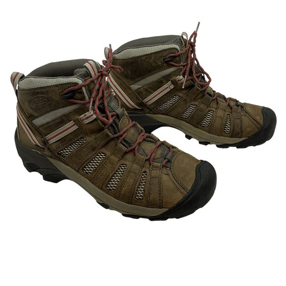 Keen Voyageur Mid Leather Mesh Waterproof Hiking Boots Mens 11 Brown main image 4